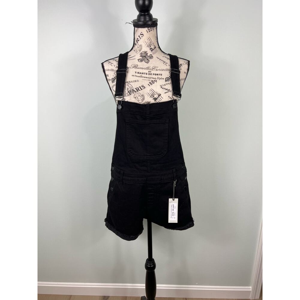 NWT Just USA Black Denim Shorts Overalls with pockets